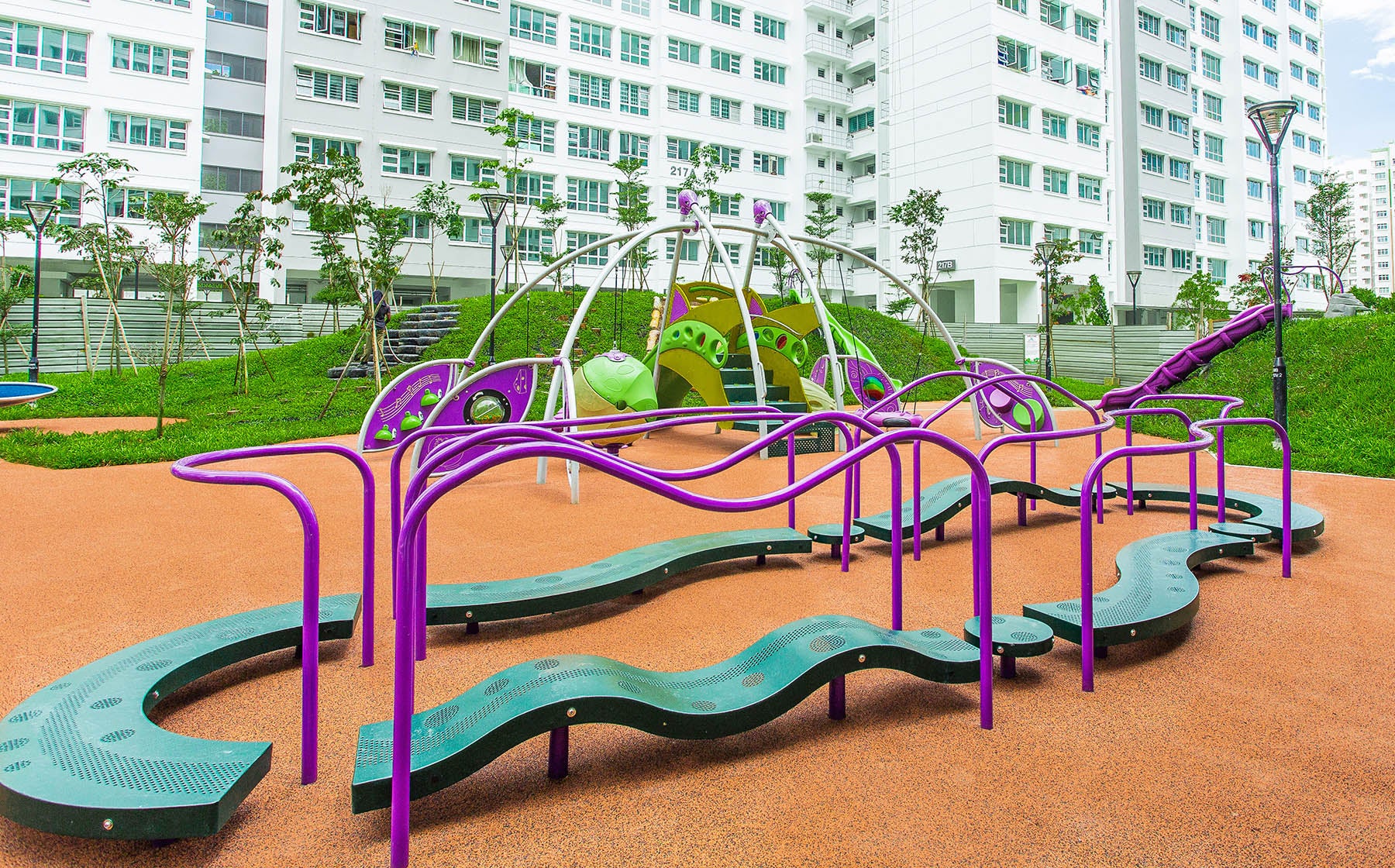 The Balance Trax is designed to improve children's balance, with sturdy handrails to encourage safe risk-taking.