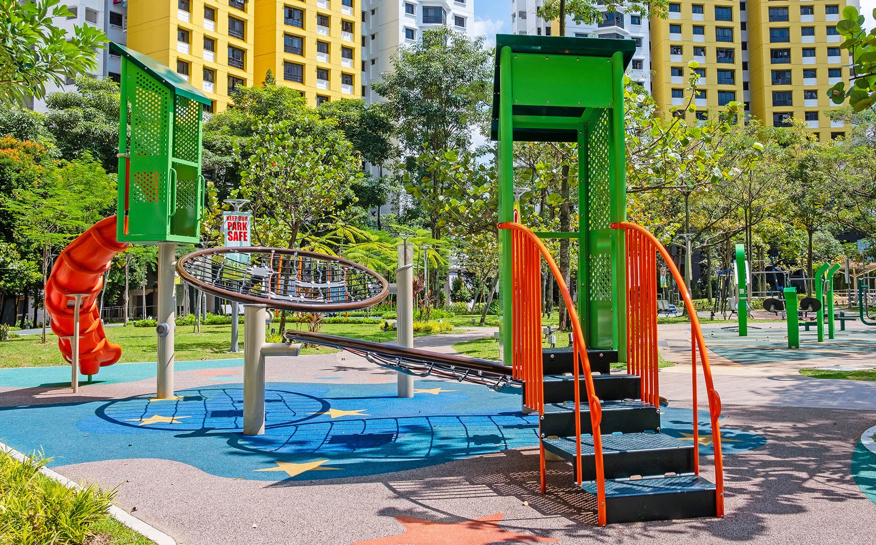 Playworld’s InfiNET offers dynamic climbing challenges, barrier-free nets, and a slide for fun-filled play.