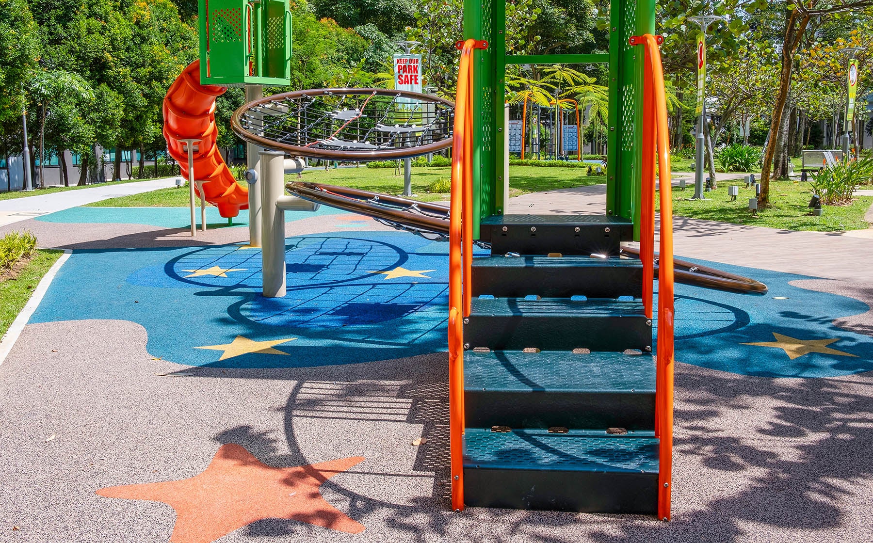 Playworld’s InfiNET offers dynamic climbing challenges, barrier-free nets, and a slide for fun-filled play.