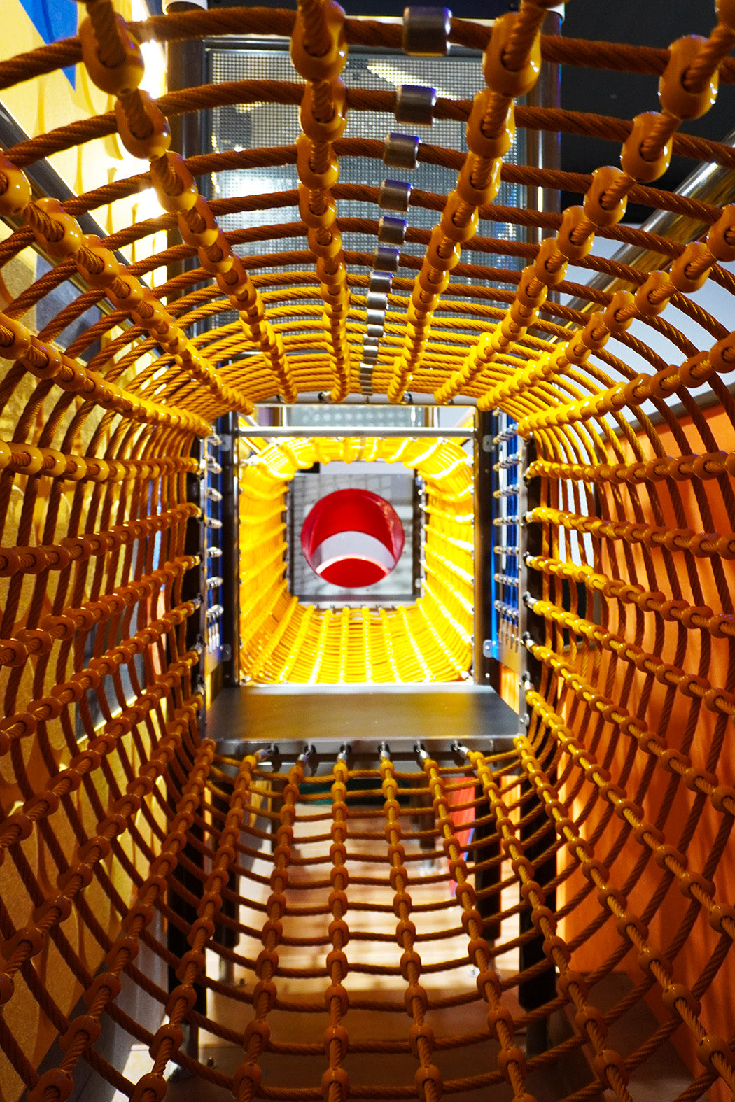 Dreamers at Shaw Theatre playground features elevated rope tunnels that encourage active crawling, climbing and play.