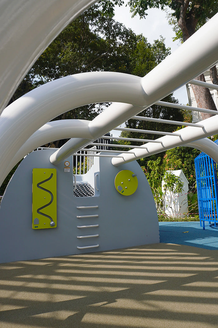The Whale Playground features a skeletal whale structure with Galopin play panels located at the back of its head.