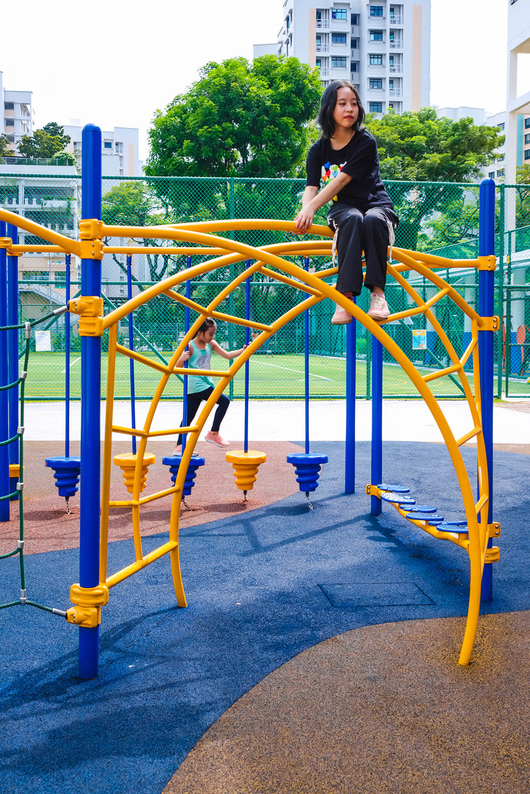 Playworld Crossover, which focuses on upper body strength and confidence developing a child's strength and endurance.