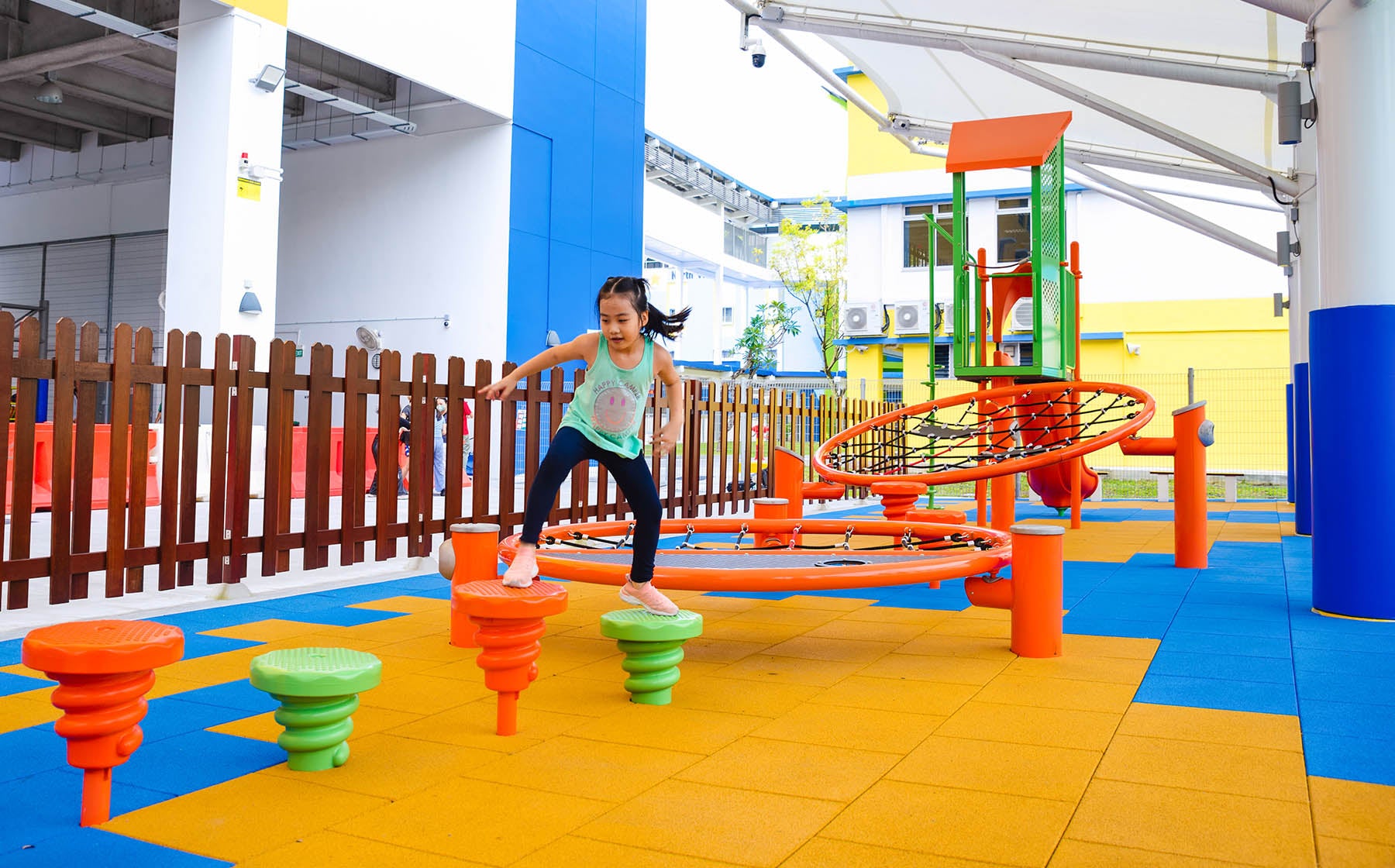 Playworld stepping climbers are designed to enhance agility and psychomotor development through active play.
