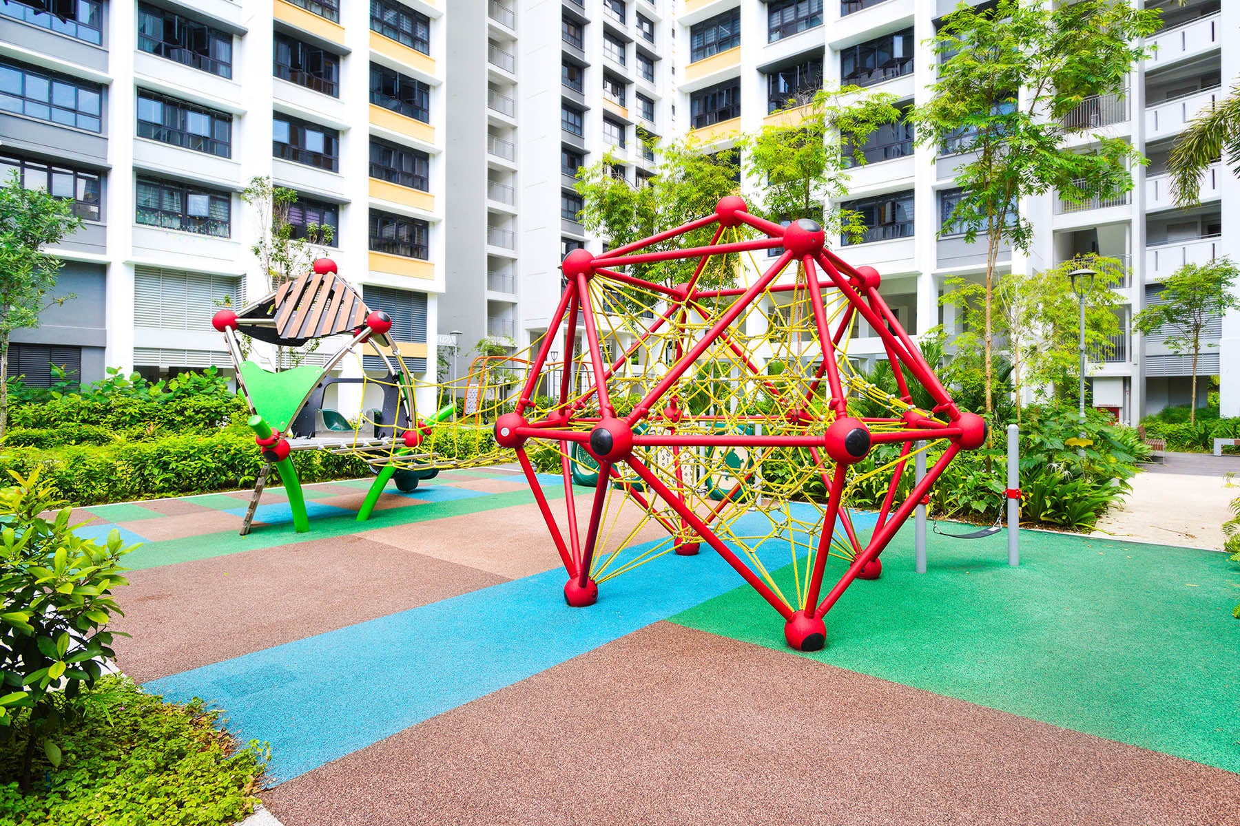 Northshore Edge playground with Berliner and Playworld equipment, offers climbing, balancing, and imaginative play.