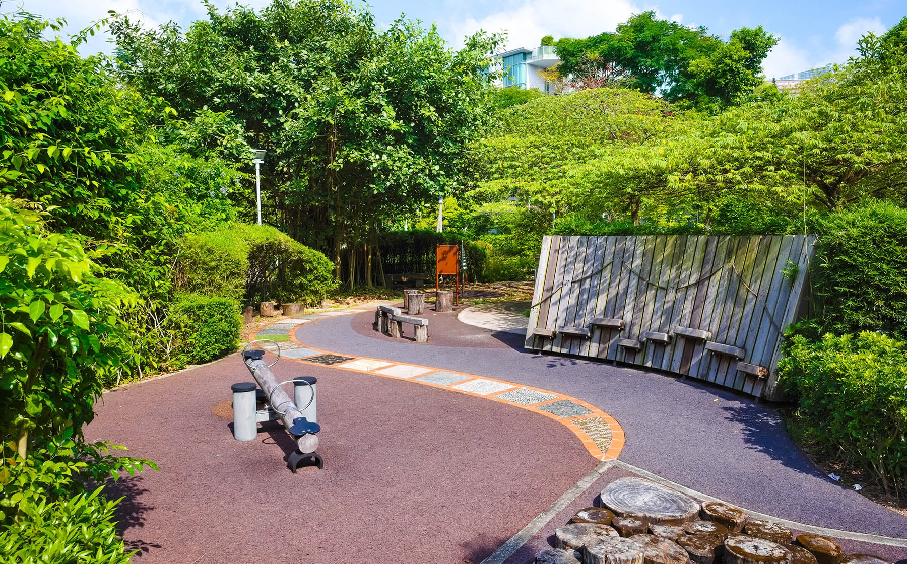 Wall Rope Climb and Log See-Saw, offer adventurous play and promote mobility and group interaction for kids.