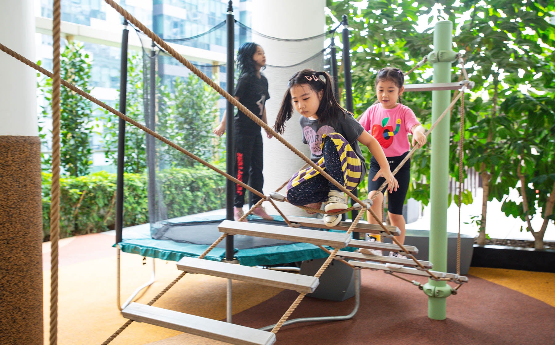 One Shenton playground featuring Berliner rope play elements to enhance motor coordination and balance.