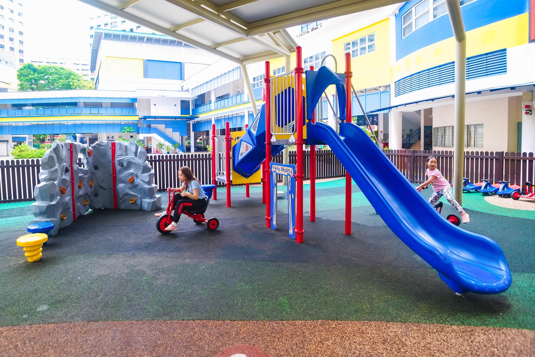 Sembawang Primary School playground with Playworld equipment, promotes physical activity, play, and social interaction.