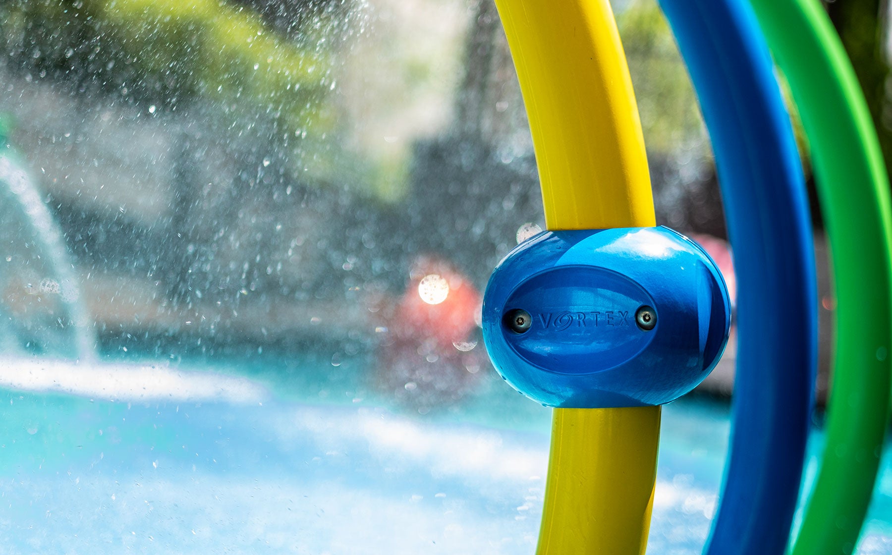 Vortex International playground equipment with interactive features, offers children a fun and refreshing play experience.