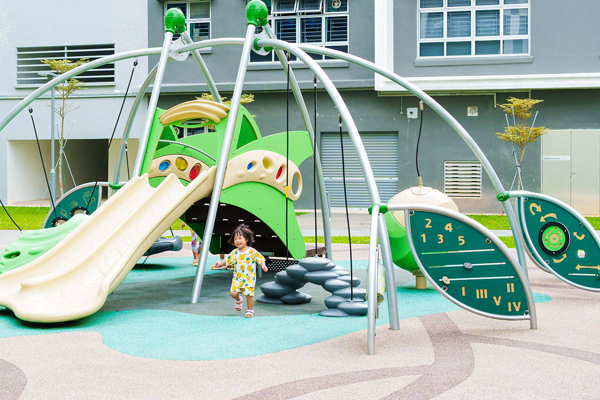 Yishun Glen playground with Playworld Bambino offers safe challenges that enhance balance and motor skills.