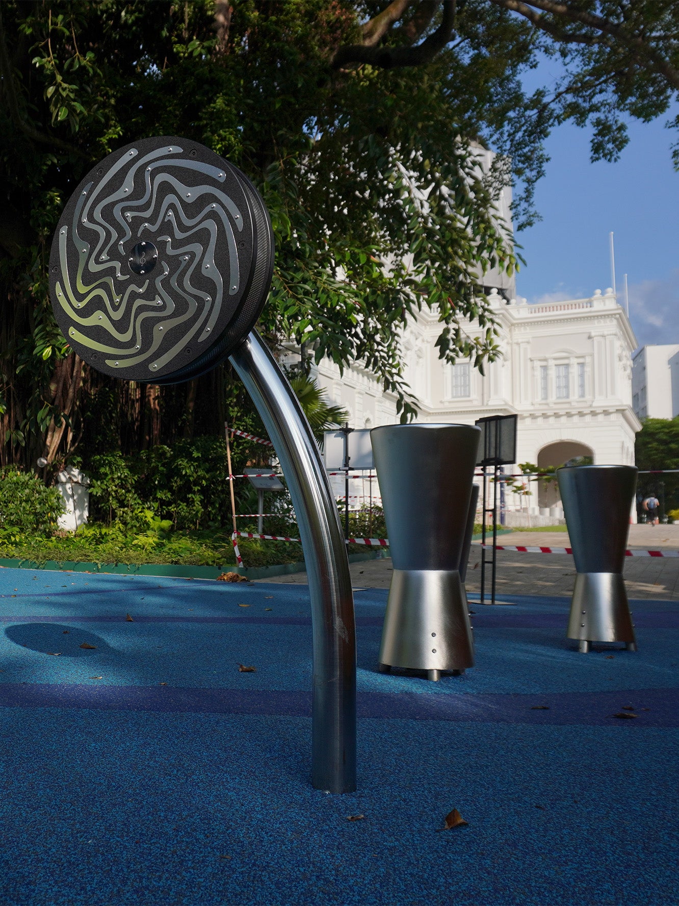 Percussion Play instruments let children explore rhythm by spinning the Cyclone or striking the Djembe for music tones.