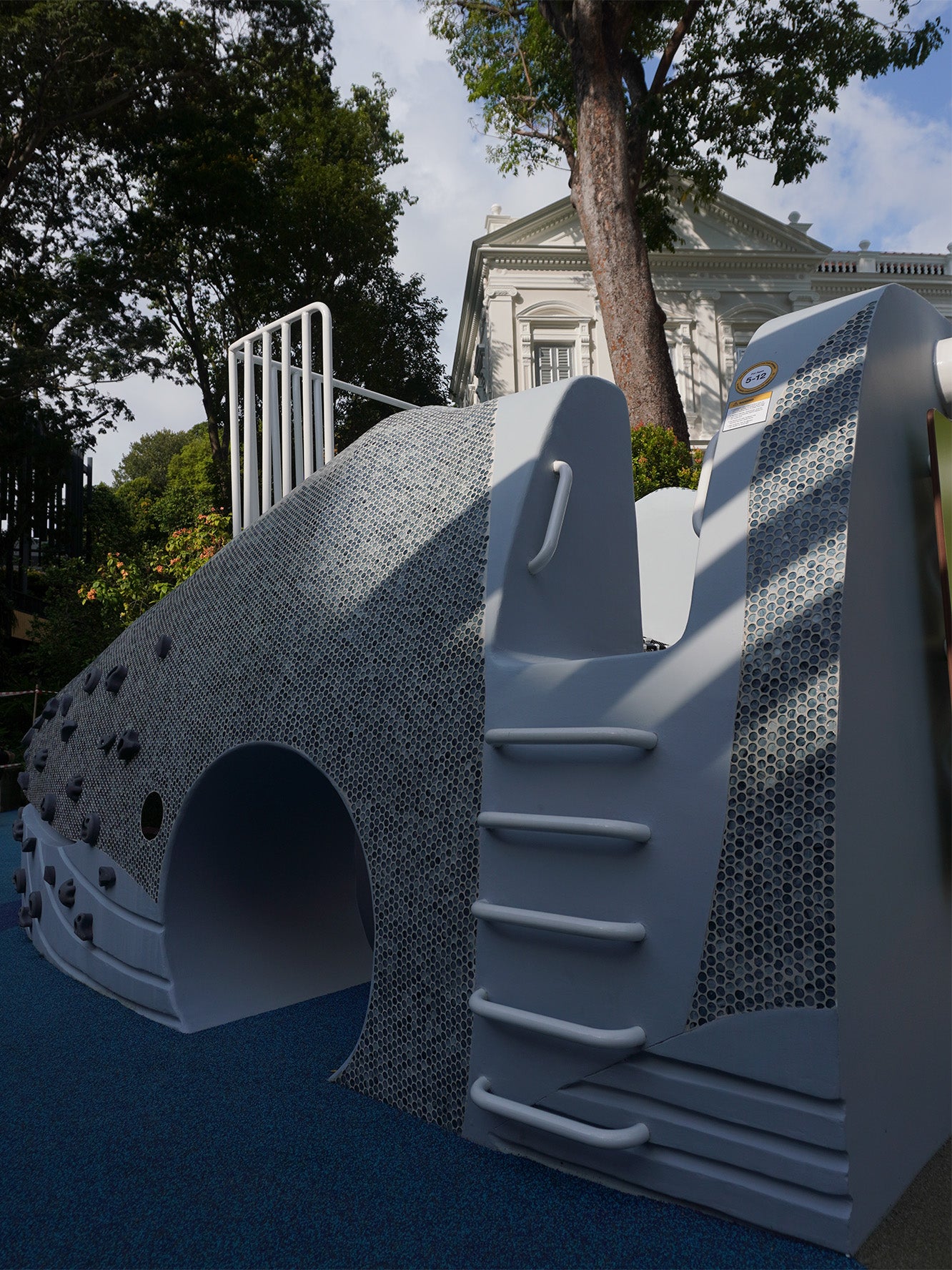 The Whale of a Tale playground at the National Museum Singapore features a ladder at its head for safe climbing fun.