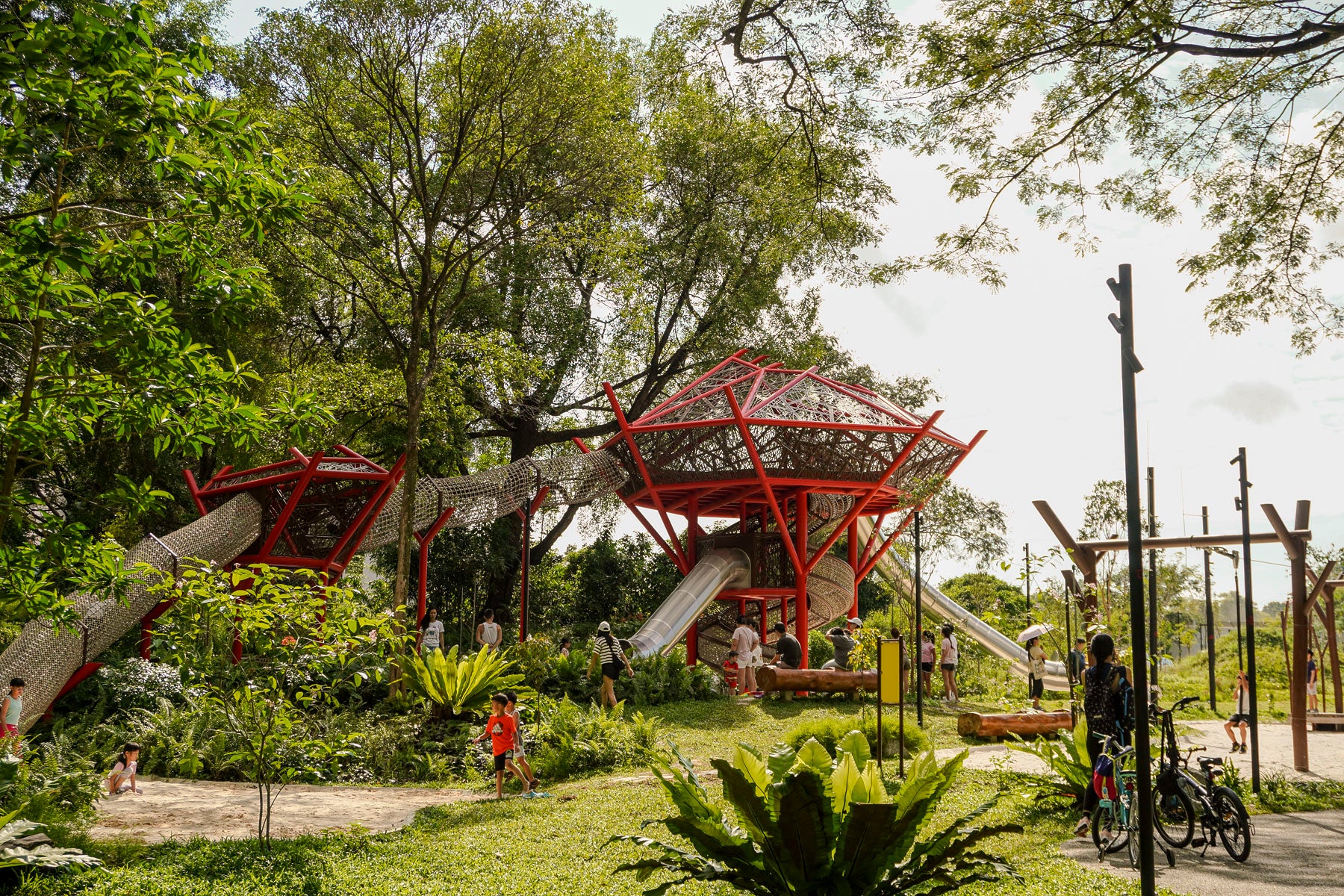 Bidadari Park’s Adventure Playwoods, inspired by Winnie the Pooh's Hundred Acre Wood fosters fun imaginative play.