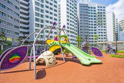 Playworld playground features a variety of equipment to satisfy the different needs of children.