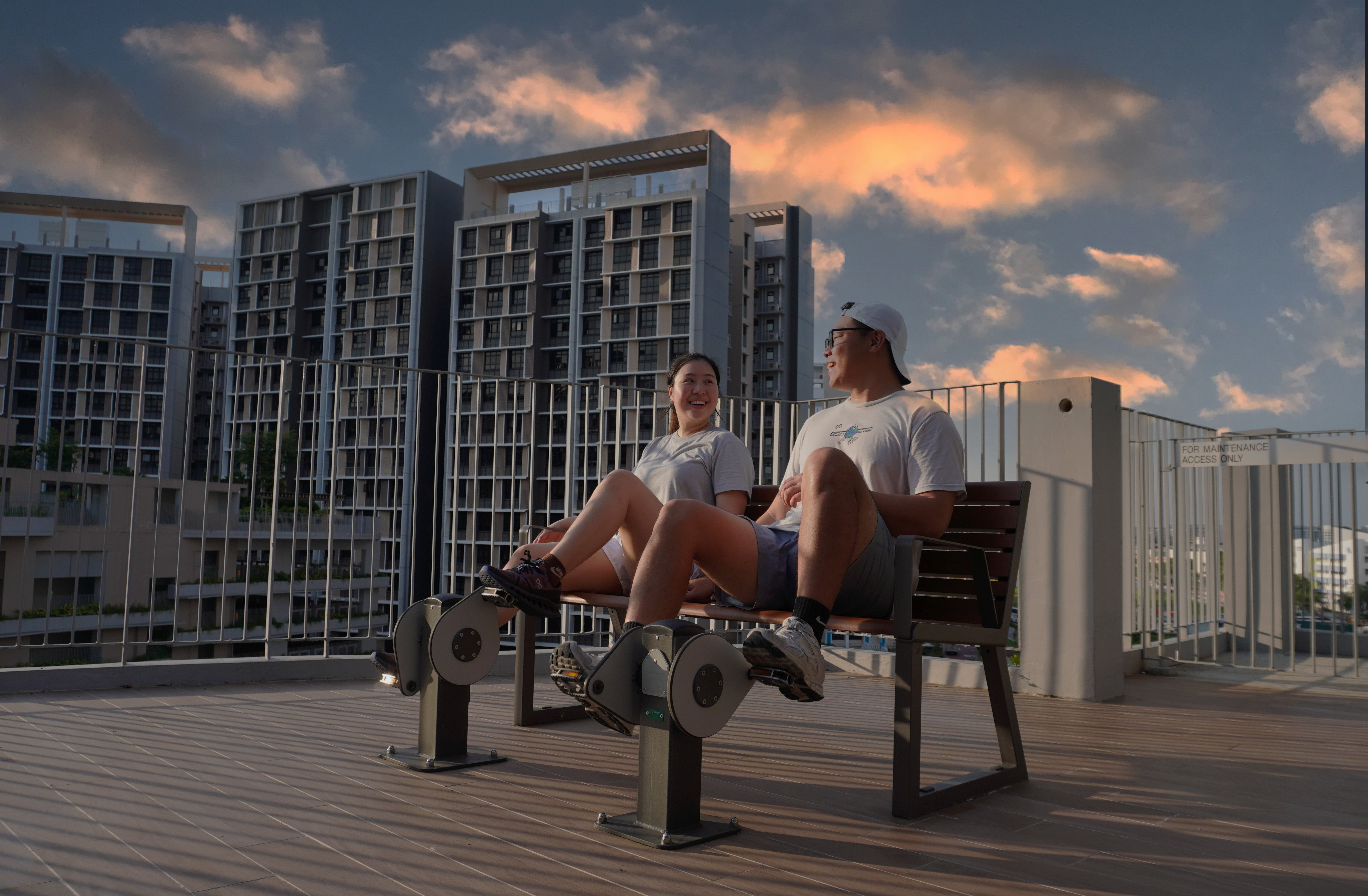 Tampines GreenOpal features Galopin pedal benches that combine light exercise and social interaction outdoors.