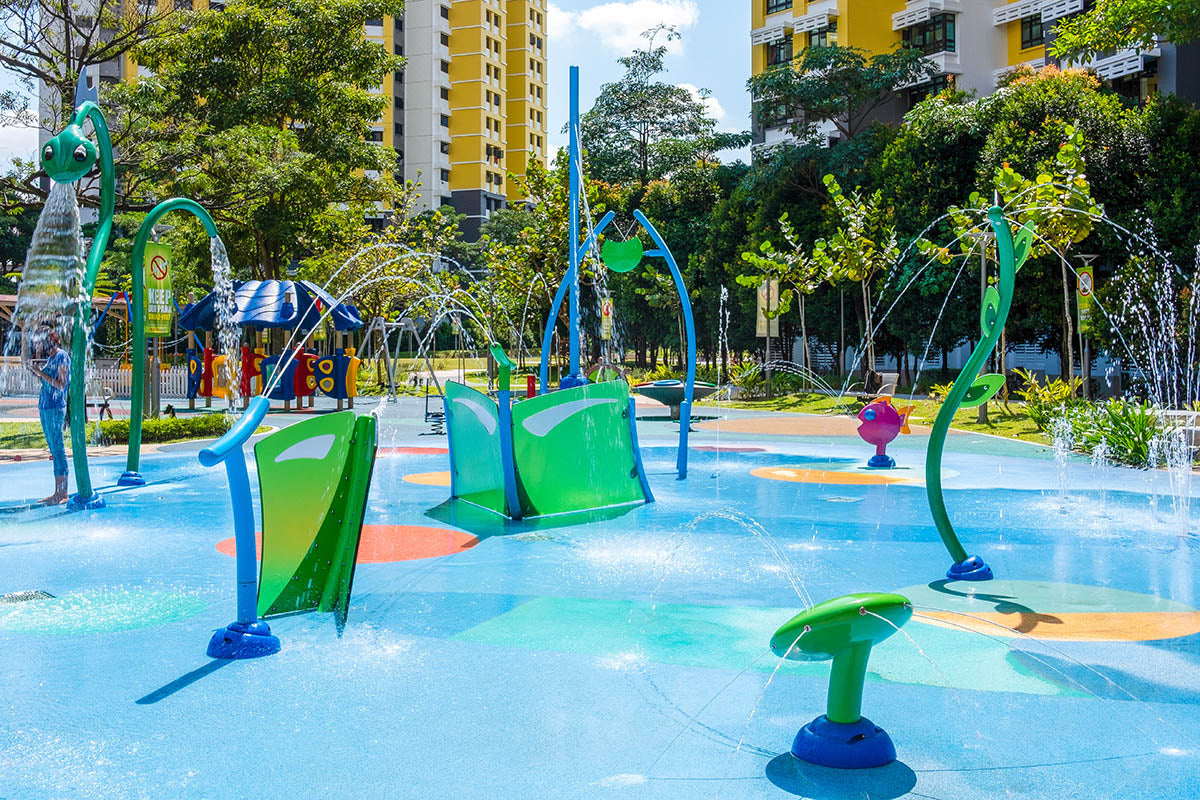 Jelutung Harbour Park water playground featuring Vortex International equipment for creative and fun water play.