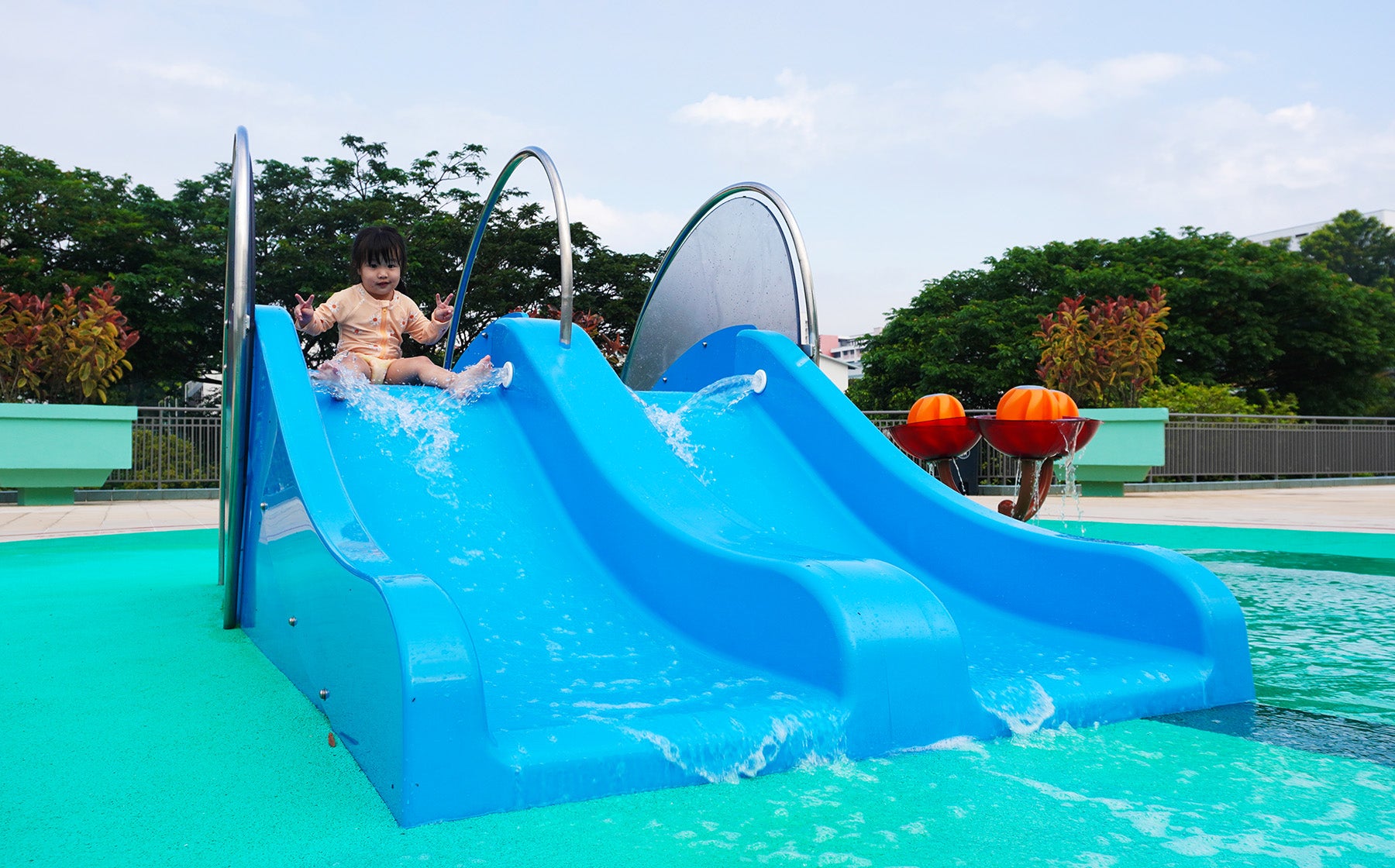 Premium Singapore supplier of durable toddler water slides and safe aquatic playground equipment for public pools.