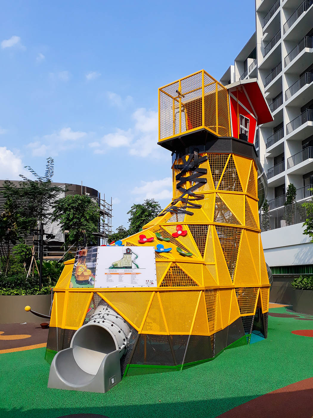 Shoe-shaped playground with a large slide, offering a unique design that captures children's attention and provides exciting play.