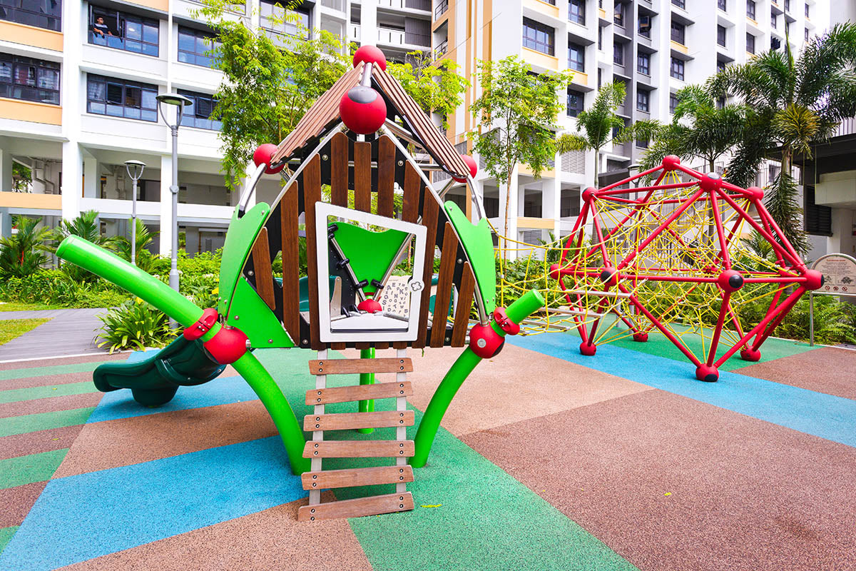 Northshore Edge playground with Berliner and Playworld equipment, offers climbing, balancing, and imaginative play.