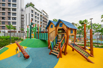 Punggol Point Crown animal-themed playground featuring slides, climbing opportunities, and a wader bird habitat design.