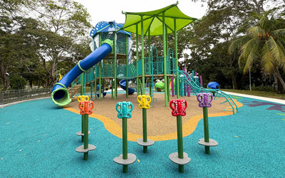 Sea Shell Park playground features Butterfly Steppers for children to develop agility, balance, and coordination skills.