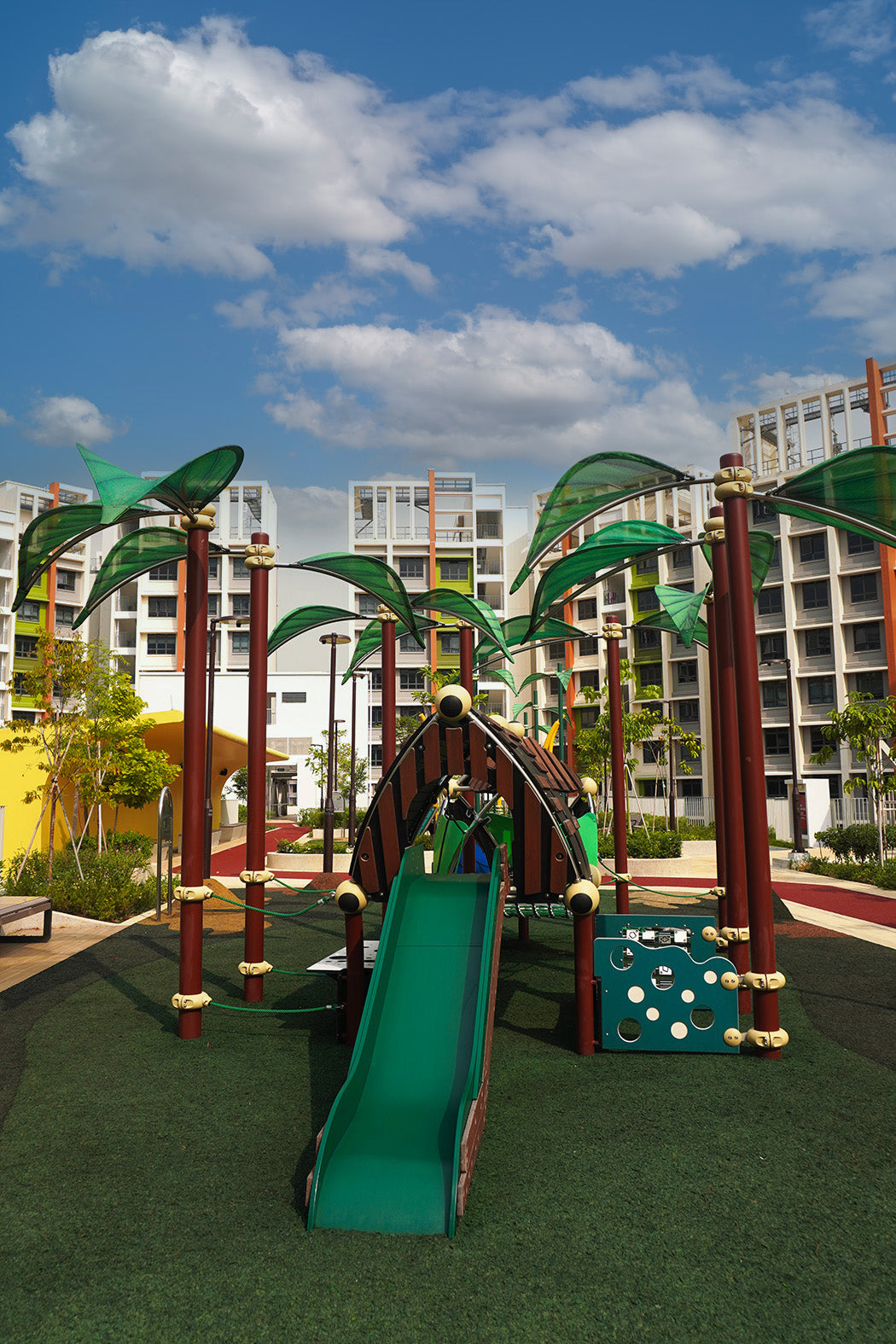 Parc Residences @ Tengah playground features treehouses, slides, and interactive play panels.