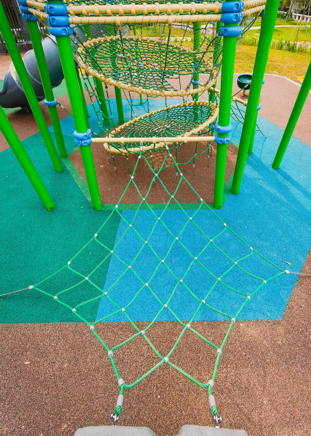 A playground with numerous climbing structures, providing children with exciting opportunities for adventure and active play.