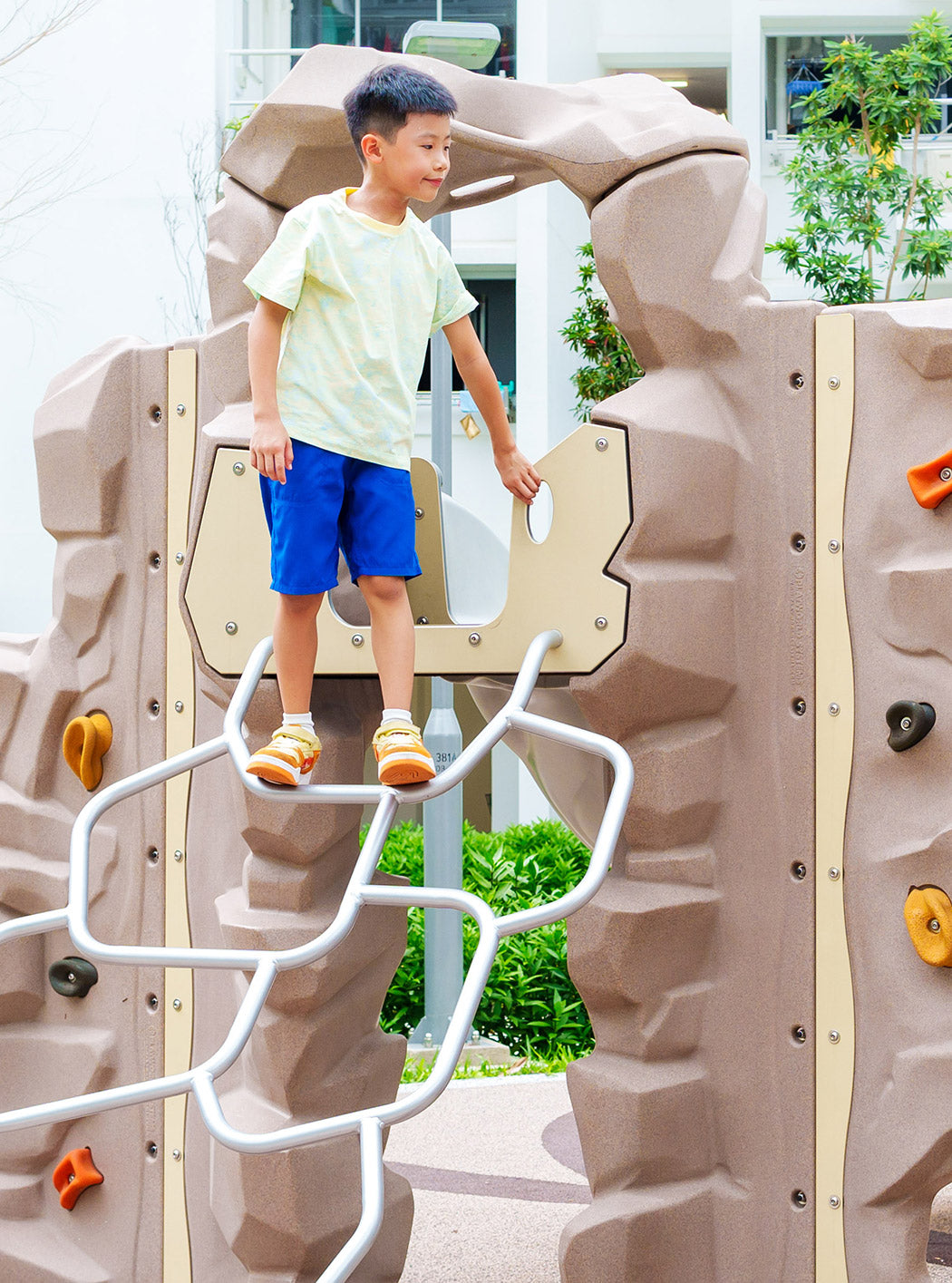 Yishun Glen playground featuring Playworld CornerRock, designed to enhance children's mobility and climbing skills.