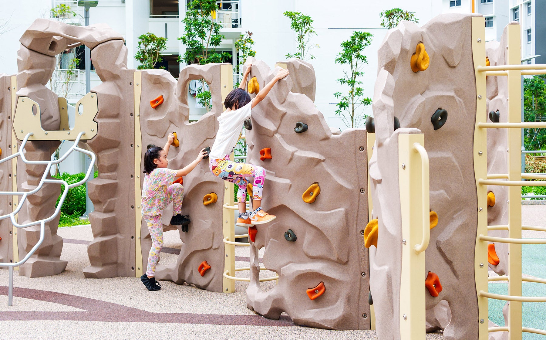 Yishun Glen playground featuring Playworld CornerRock, designed to enhance children's mobility and climbing skills.